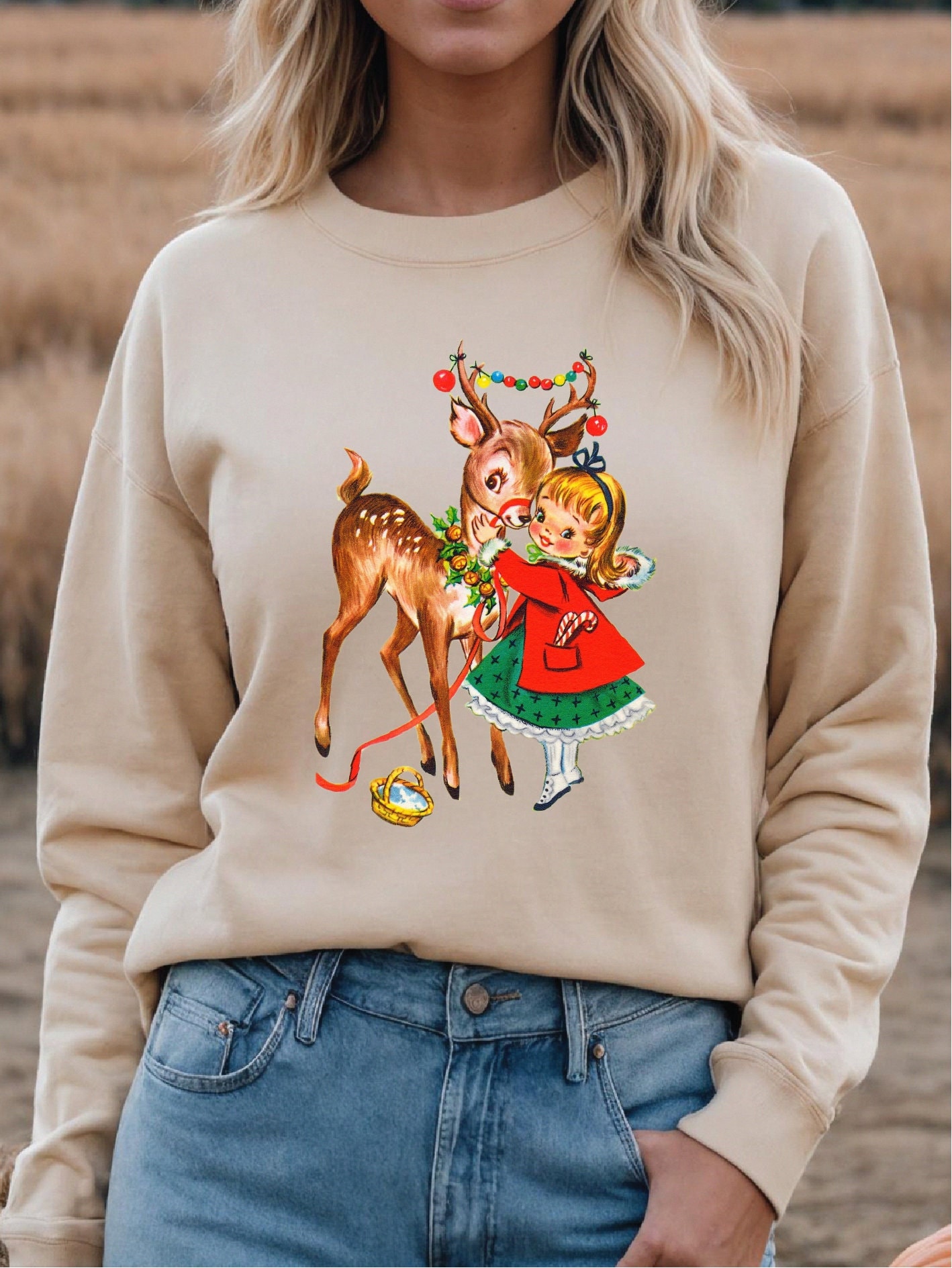 Top-selling Item] Classic Rudolph and Santa Embroidered Sweatshirt