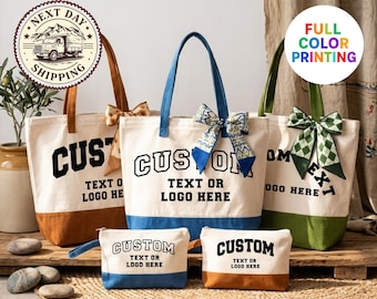 Custom Text Tote Bag, Personalized Logo, Photo Shopping Bag, Your Design Here, Add Your Logo, Custom Bulk Orders