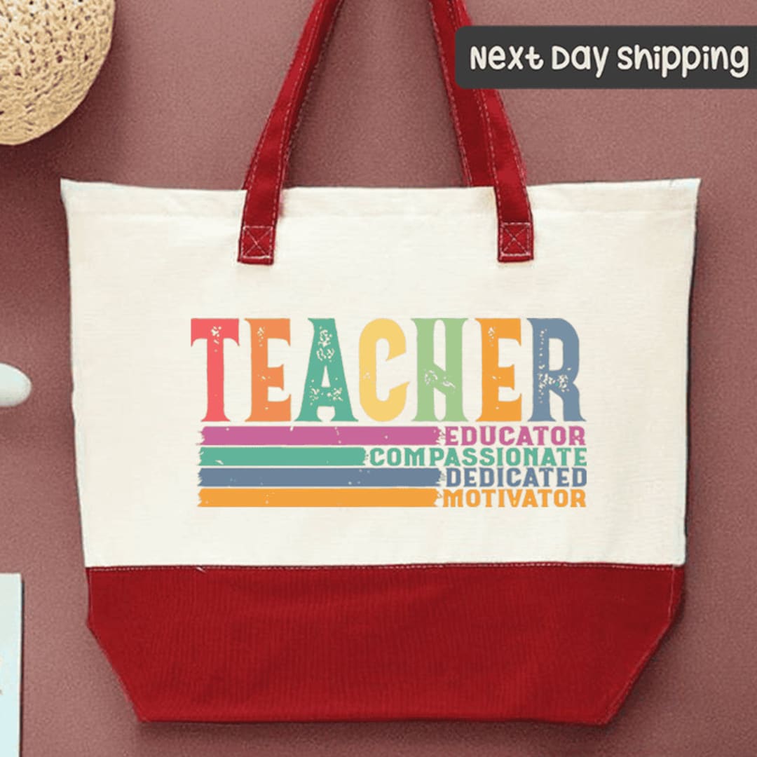 Teacher Appreciation Gift Tote Bag, Educator Compassionate Dedicator ...