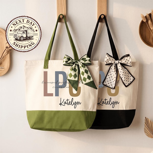 Personalized LPC Tote Bag, Gift For Licensed Professional Counselor, School Counselor Bag, Licensed Therapist Tote Bag, Custom Counselor Bag