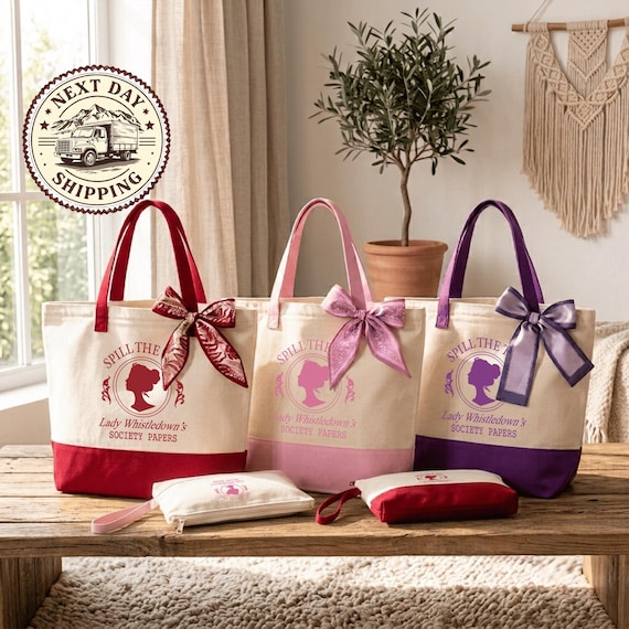 Lady Whistledown Tote Bag, Spill The Tea Tote, Regency Event Tote, Bridgerton Watch Party Tote, Gossip Club Tote, Society Papers Tote