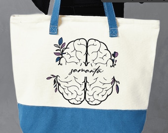 Personalized Neuroscience Tote Bag, Custom Neuro ICU Nurse Gifts, Brain Tote Bag, Gift For Neurologist, Custom Neuro Tote Bag