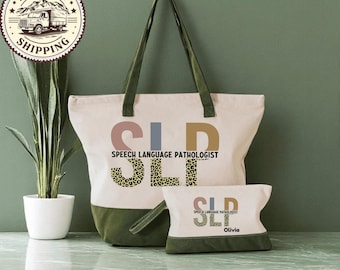 Personalized SLP Tote Bag, Gift For Speech Language Pathologist, Custom Speech Therapist Gifts, SLP Tote Bag, Speech Therapy Tote Bag