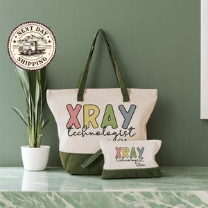 Custom Xray Technologist Tote Bag, Personalized Rad Tech Gift, Radiology Work Essentials Bag, Xray Themed Canvas Tote, Custom RT Bag