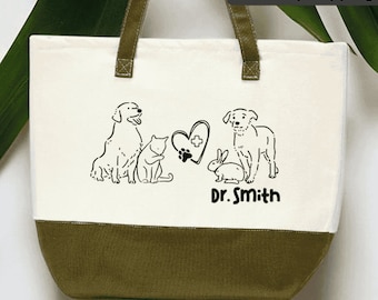 Custom Veterinary Tote Bag, Custom Vet Bag, Gift for Vet, Gift For Dog Lovers Bag, Dog Tote Bag, Pet Tote, Veterinarian Gifts for Dog Lover