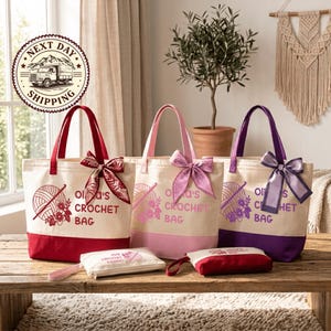 Personalized Crochet Tote Bag, Custom Yarn Lover Gift, Custom Knitting Tote Bag