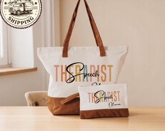 Personalized Speech Therapist Tote Bag, Gift For Speech Language Pathologist, Custom SLP Gifts, SLP Tote Bag, Speech Therapy Tote Bag