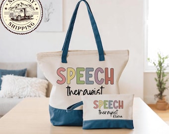 Custom Speech Therapist Tote Bag, Personalized SLP Gifts, SLP Tote Bag, Gift For Speech Language Pathologist, Speech Therapy Tote Bag