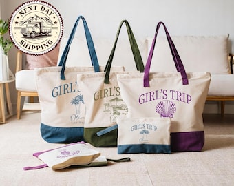 Custom Girls Trip Tote Bag, Personalized Girls Trip Tote Bag, Girls Weekend Gifts, Ladies Vacation Gift, Girls Trip Favors, Besties Trip Bag