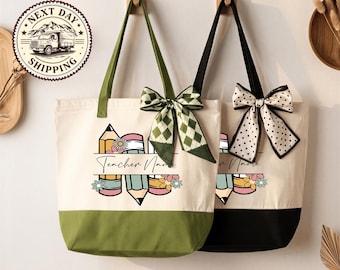 Personalized Teacher Tote Bag, Canvas Inspirational Teacher Gift Tote, Classroom Essentials Bag, Back to School Teacher Tote