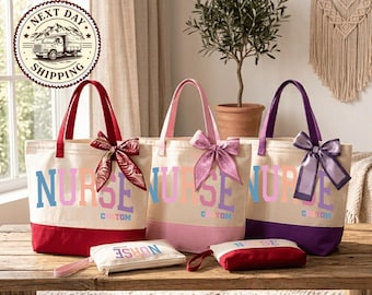 Personalized Nurse Tote Bag, Custom RN Gift, Healthcare Canvas Bag, Custom Gift For Nurses, Nurse Squad Team Bag