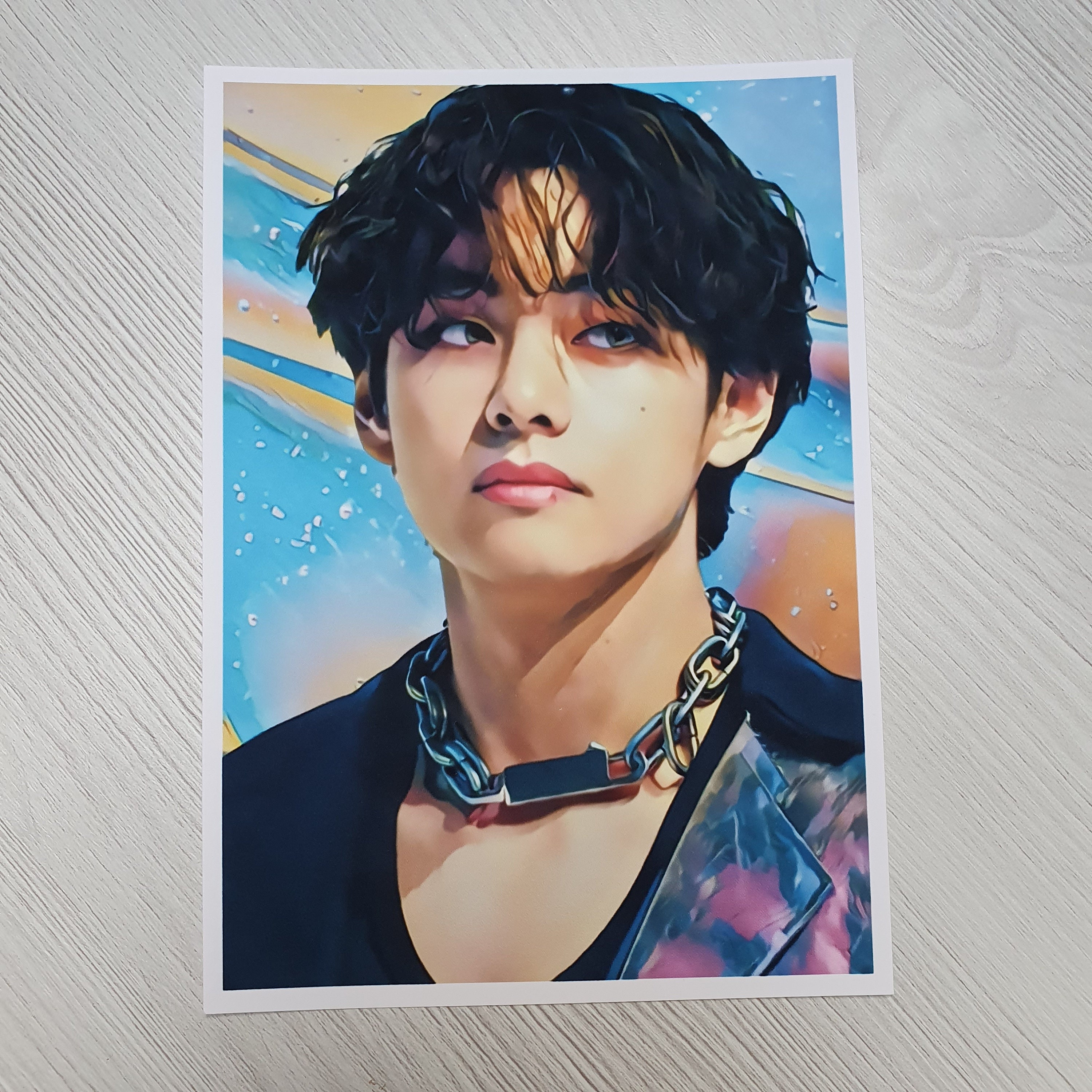 BTS V (Kim Taehyung) colored pencil drawing, BTS fan art Water Bottle by  jaeho