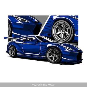Nissan Gtr r35 r34 r33 download JDM Blue Graphic Instant Download PNG, AI for T-Shirts Digital Art Download Posters T-Shirt Clipart Cricut