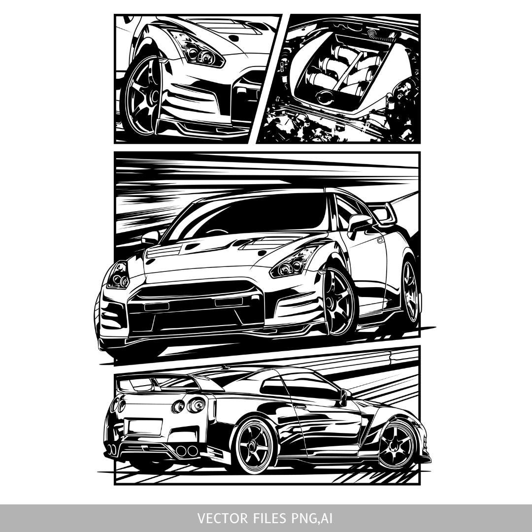 Gtr R33 Vector Nissan Gtr R35 R34 R33 Download JDM Type R Graphic Instant Download PNG ...