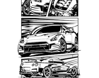 Nissan Gtr r35 r34 r33 pobierz JDM Type R Grafika Natychmiastowe pobieranie PNG, AI na koszulki Pobierz sztukę cyfrową Plakaty Koszulka Clipart Cricut