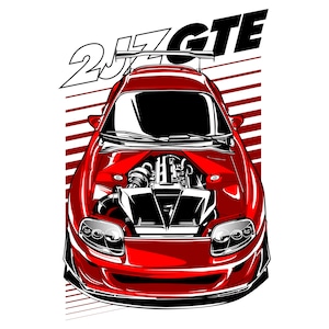 Toyota Supra MK4 Vector Art 2JZ Carteles Ilustración Impresiones Arte de pared Niños Niños Habitación Decoración Niños Hogar Arte Garaje Decoración Regalos para él Hombres