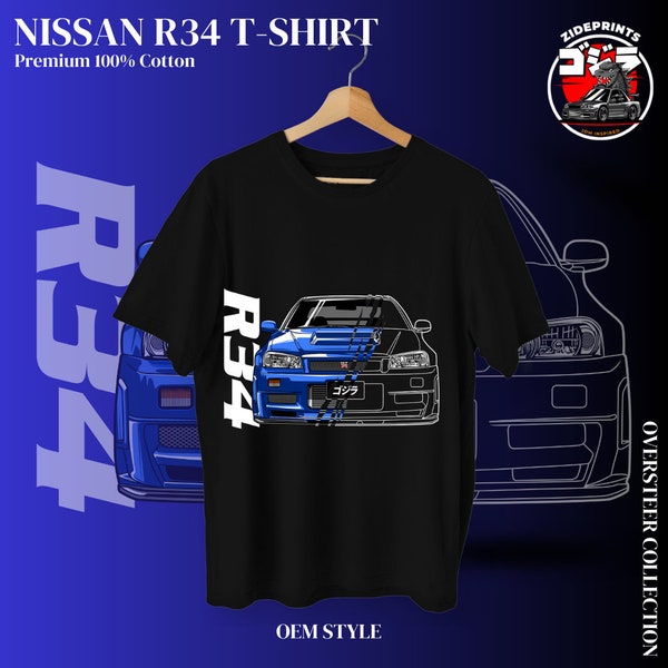 Skyline R34 GTR Shirt, Jdm Car Shirt, JDM T-Shirt, Car Guy Gift, Car Shirt, GTR Tee, Car Lover, Race Car, Gift for Boyfriend, Husband