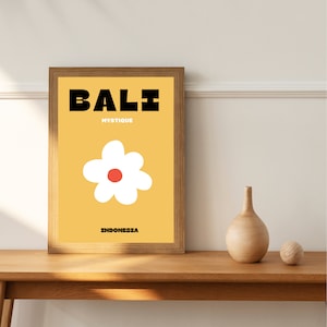 BALI Travel Print | Bali Print | Bali Mystique Poster | Indonesia Travel Print | Yellow Flower Print | Bali Home Décor