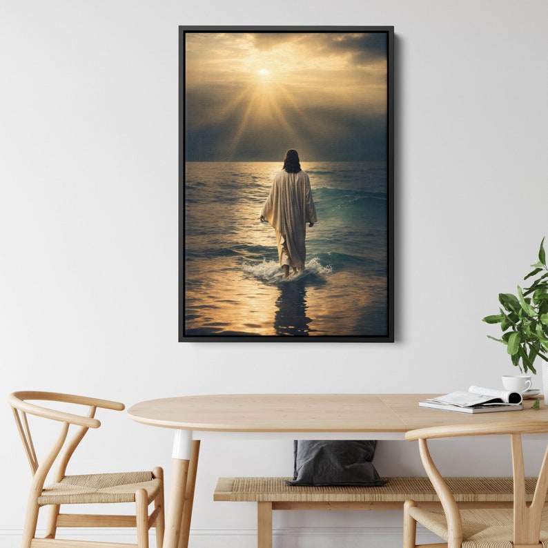 Jesus Walking on Water Poster Painting Print Bible Verse Wall Art Gift ...