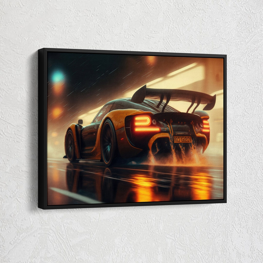 Super Race Car, Race Car Canvas Wall Art, Car Canvas Wall Art, Framed