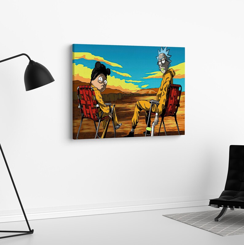 Rick and Morty Breaking Bad, Rick & Morty Wall Art, Cartoon Canvas Wall ...