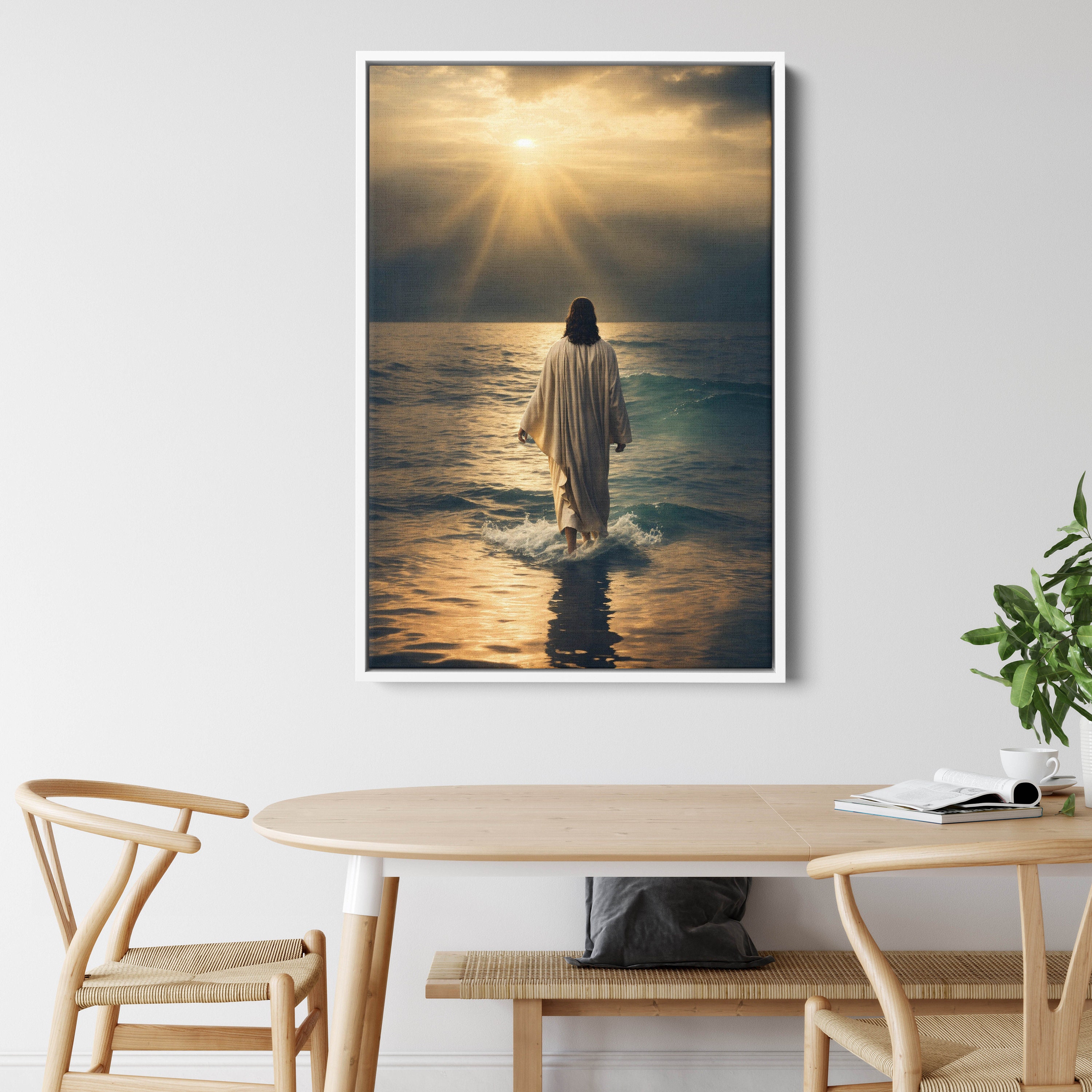 Jesus Walking on Water Poster Painting Print Bible Verse Wall Art Gift ...
