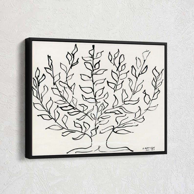 Pu&ograve; includere: Disegno in bianco e nero a tratto di un albero con rami e foglie. L'opera &egrave; firmata "H. Matisse Jan. '51".