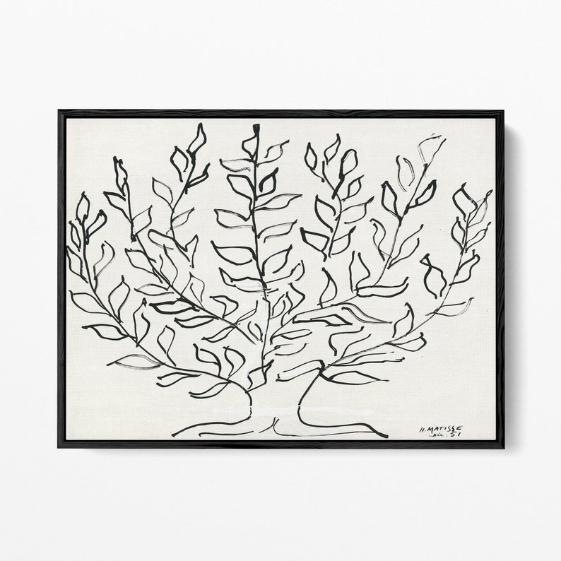 Pu&ograve; includere: Disegno in bianco e nero a tratto di un albero con foglie. Il disegno &egrave; firmato "H. Matisse" e datato "Gen. 51".