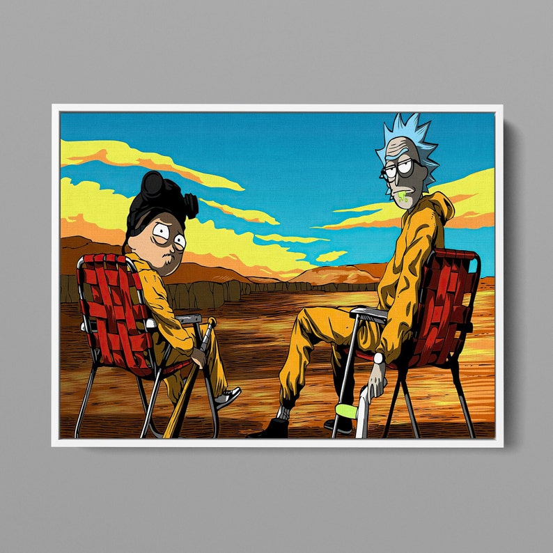 Rick and Morty Breaking Bad, Rick & Morty Wall Art, Cartoon Canvas Wall