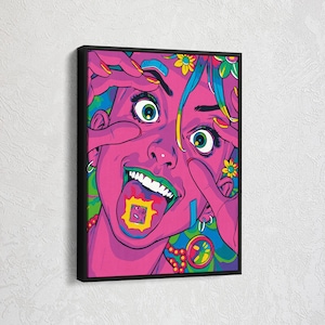 Psychedelic Girl, Psychedelic Canvas, Music Canvas Wall Art, Framed Canvas Wall Art, Luxery Canvas Wall Art, Wall Art Decor, Room Decor