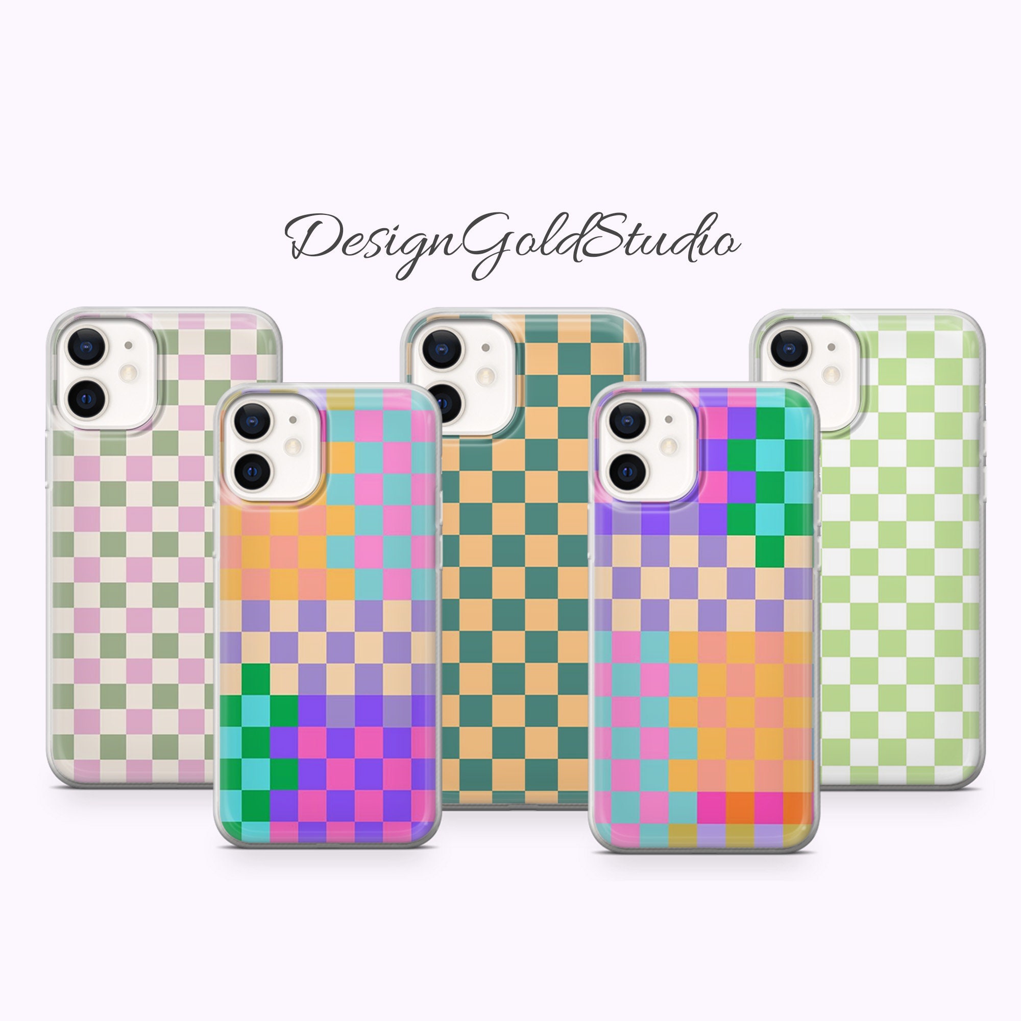 Luxury Grid Pattern Leather Back Cover Compatible with All iPhone