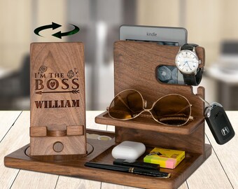 Personalized Boss Gift, Docking Station Phone Stand, Office Organizer, Birthday & Christmas Gift, Boss Thank You Gift, Father's Day Gift
