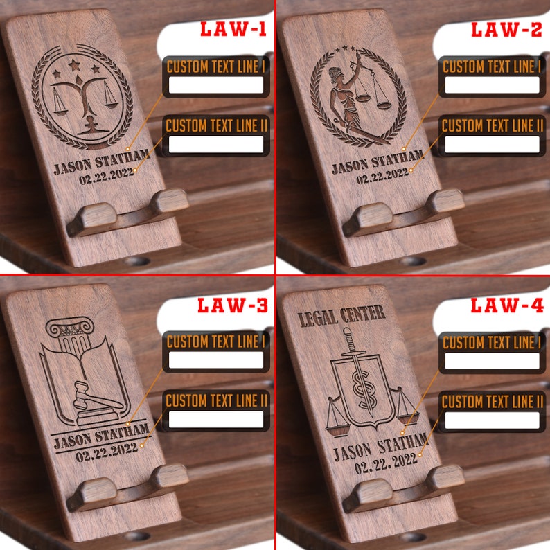 Personalized Lawyer Gift, Wood Docking Station, Lawyer Office Organizer, Phone Holder, Attorney