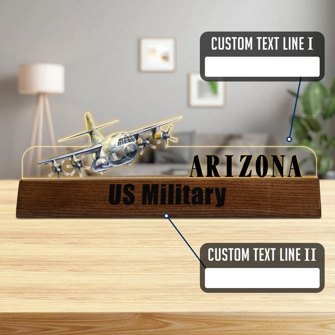 Military Desk Name Plate, Customized Acrylic Desk Name Plate With