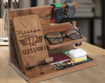 Customized Men Birthday Gifts,Men Docking Station, Men Valet Tray, Personalized Gifts for Him on Birthday, Custom Birthday Gift Box for Him