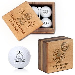 Personalized Golf Ball and Wooden Box - Custom Golf Gift, Golfer Birthday Gift, Gift for Golfers and Golf Lovers, Unique Gift for Golfers