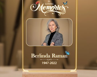 Personalized Photo Night Light, Memorial Gift, Memorial Gift Dad, Sympathy Gift, Grief Gift, Mom Memorial Gift, Funeral Gift, Anniversary