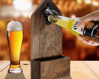 Personalized Beer Gifts for Women, Beer Bottle Opener, Bottle Wall Mount With Cap Catcher, Gift for Beer Lovers, Gifts for Beer Drinkers