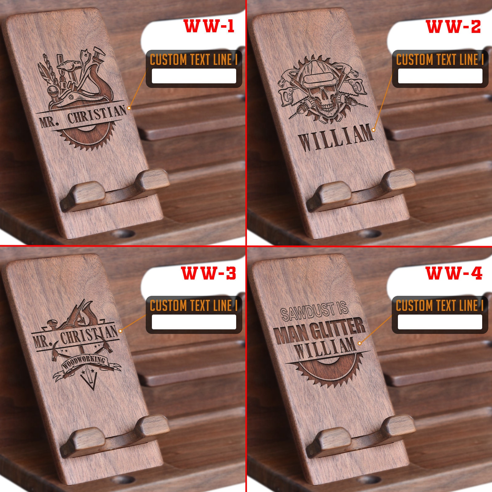 Custom Docking Station Organizer Gift for Wood Worker, Wood Worker