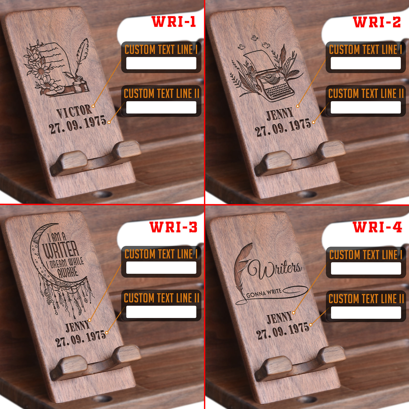 Custom Writer Gift, Docking Station, Desk Organizer, Phone Holder ...