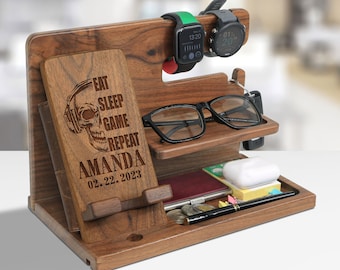 Customized Docking Station Gifts for Gamer, Phone & headphone Stand, Desk Organizer, Custom Gamer Gift, Personalized Gamer Gift for Boy/Girl