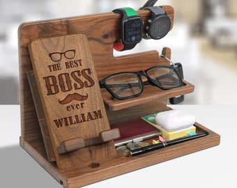 Personalized Desk Organizer for Boss, Phone Docking Station, Office Organizer for Boss, Boss Day Gift Idea, Boss Gift, Boss Thank You Gift