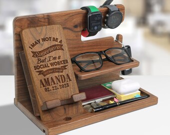 School Social Worker Desk Organizer, Docking Station, Phone Stand, School Social Worker Gifts, Birthday Gift, Social Work Christmas Gift