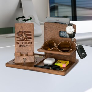 Personalized Welder Gift – Wooden Docking Station and Phone Stand, Anniversary Gift for Husband, Dad, or Boyfriend