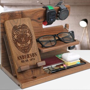 Personalized Police Officer Gift, Docking Station for Police Officer, Police Desk Organizer, Police Office Decor, Police Anniversary Gift