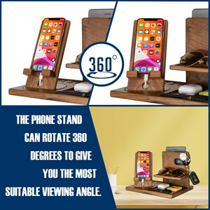 Personalized Gifts for Alphabet Name - Wood Phone Docking Station, Nightstand Organizer, Gift Ideas for Anniversary, Birthday Gifts for Men
