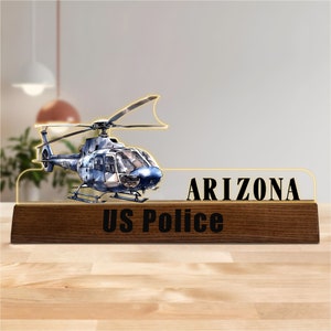 Police Officer Desk Name Plate, Customized Acrylic Desk Name Plate with Wooden Base,Office Name Sign, Police Officer Gifts, Police Gifts