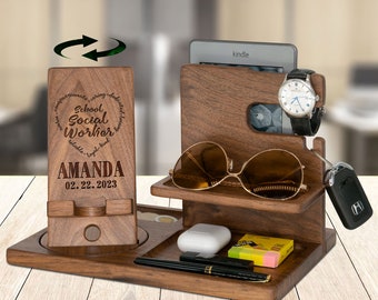 Personalized School Social Worker Gifts, Dock Station Phone, Desk Organizer, School Social Worker, Social Worker Gift, School Counselor Gift