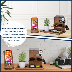 Personalized Gifts for Alphabet Name - Wood Phone Docking Station, Nightstand Organizer, Gift Ideas for Anniversary, Birthday Gifts for Men
