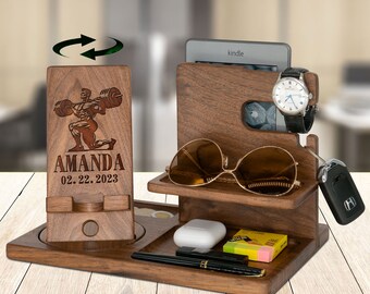 Personalized Bodybuilding Gifts, Dock Station Phone, Desk Organizer, Fitness Gift, Gym Gift, Lifting Gift, Bodybuilding Gift, Workout Gift